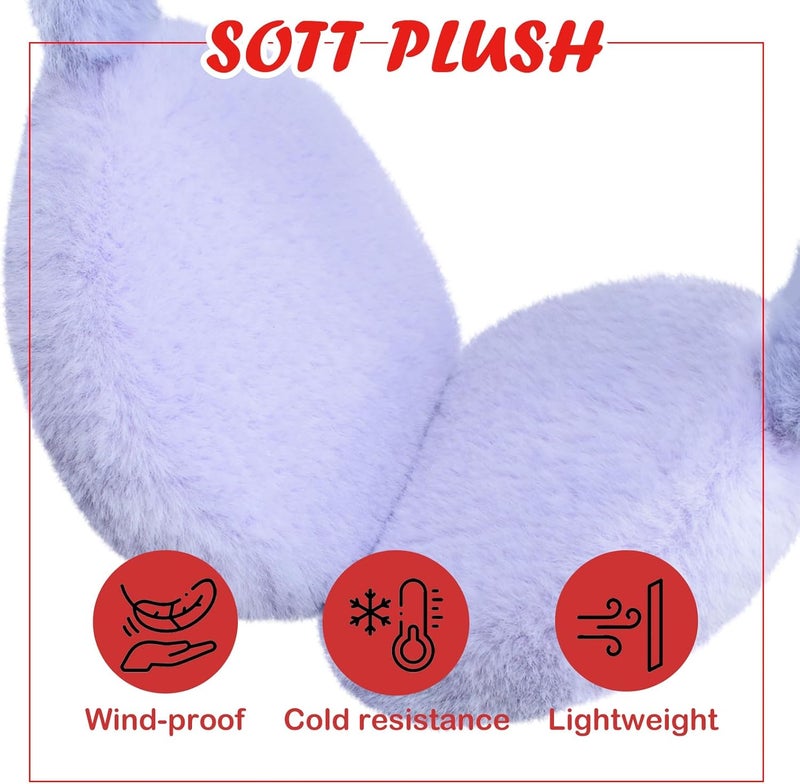 GSFY Ear Muffs Gloves Set for Kids Girls Adjustable Winter Sequin Faux Fur Windproof Warm Ear Warmer Outdoor - Image 3